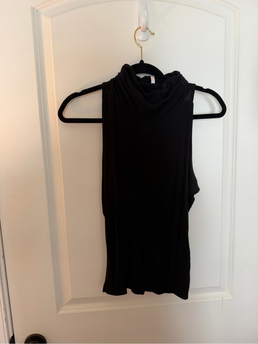 Sleeveless Black Cowl Neck Women's Top
